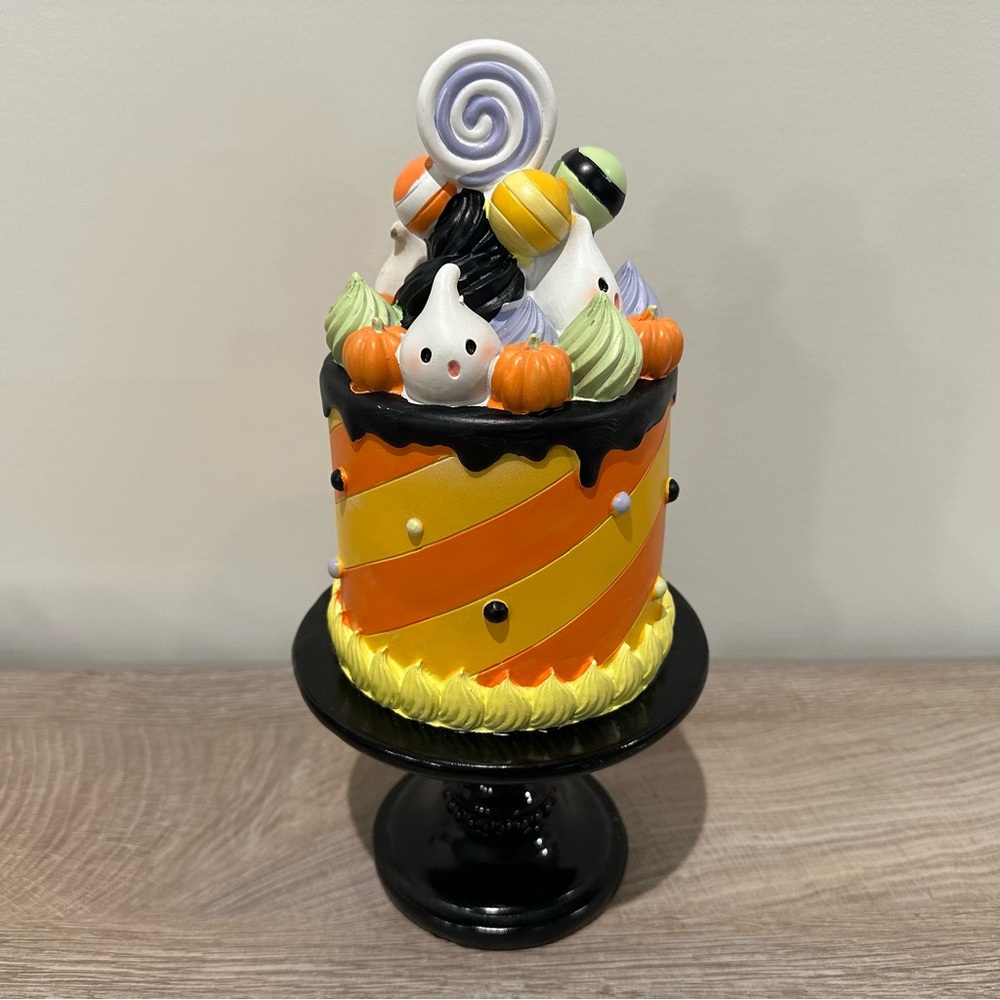 Halloween Themed resin Decorative Cake on a pedestal.